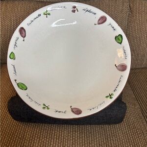 Vintage Set of 2 Pottery Barn Olive Rimmed 10.5 inch Dinner Plates